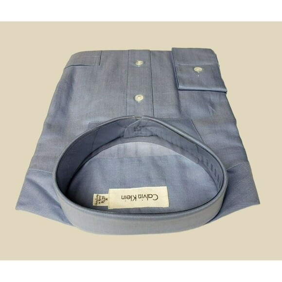 Calvin Klein Designer's Men's Long Sleeve Blue Dress Shirt 16"  34" x 35" NEW - Picture 3 of 11